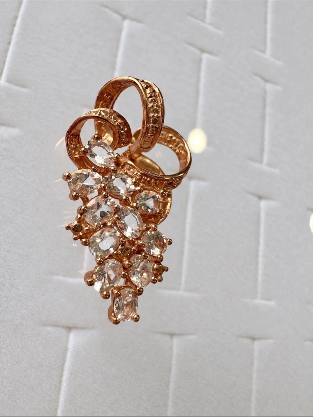 Morganite Cluster Pendant Rose Gold Finish Sterling Silver